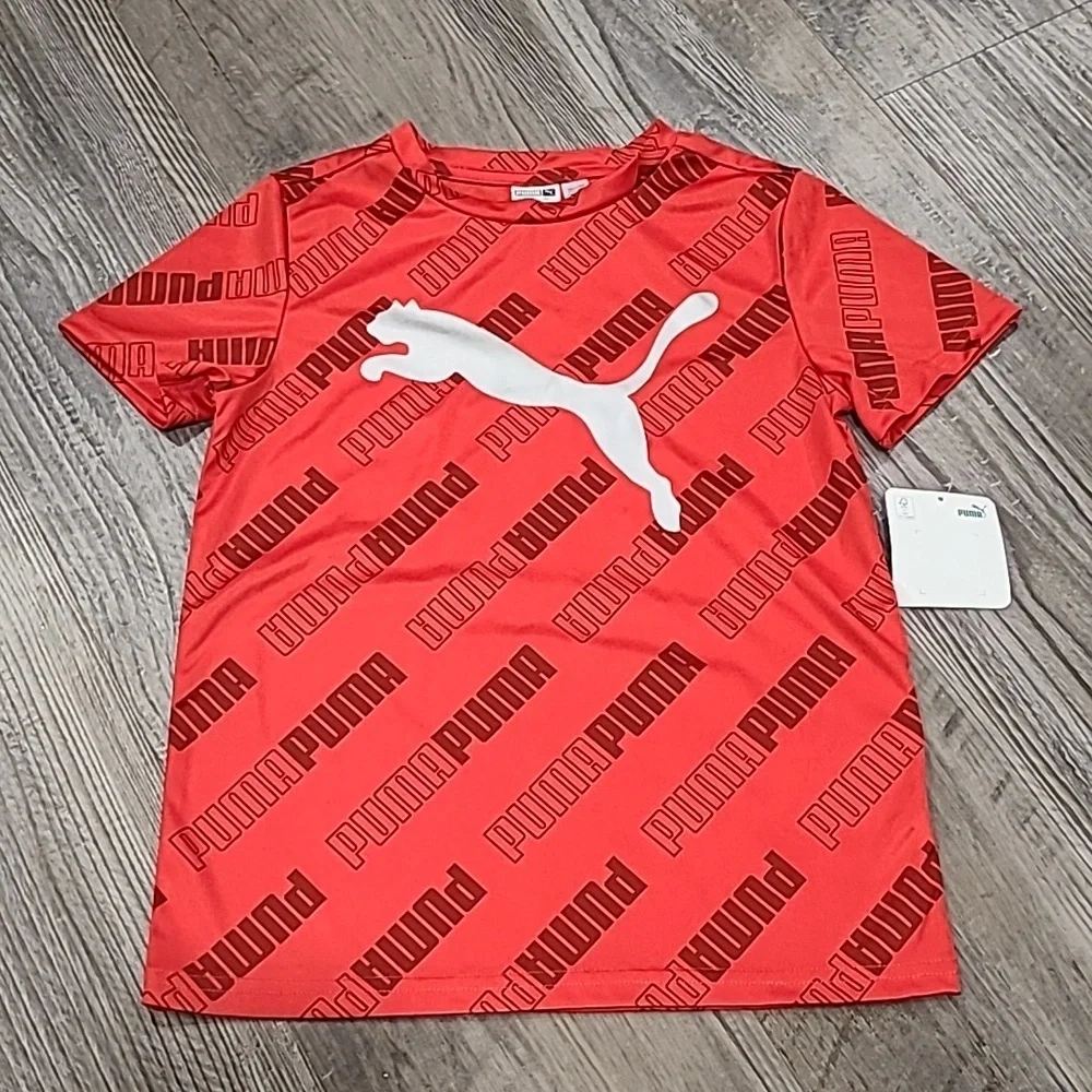 Puma Logo T-Shirt with Matching Shorts Size 7 - Picture 2 of 7